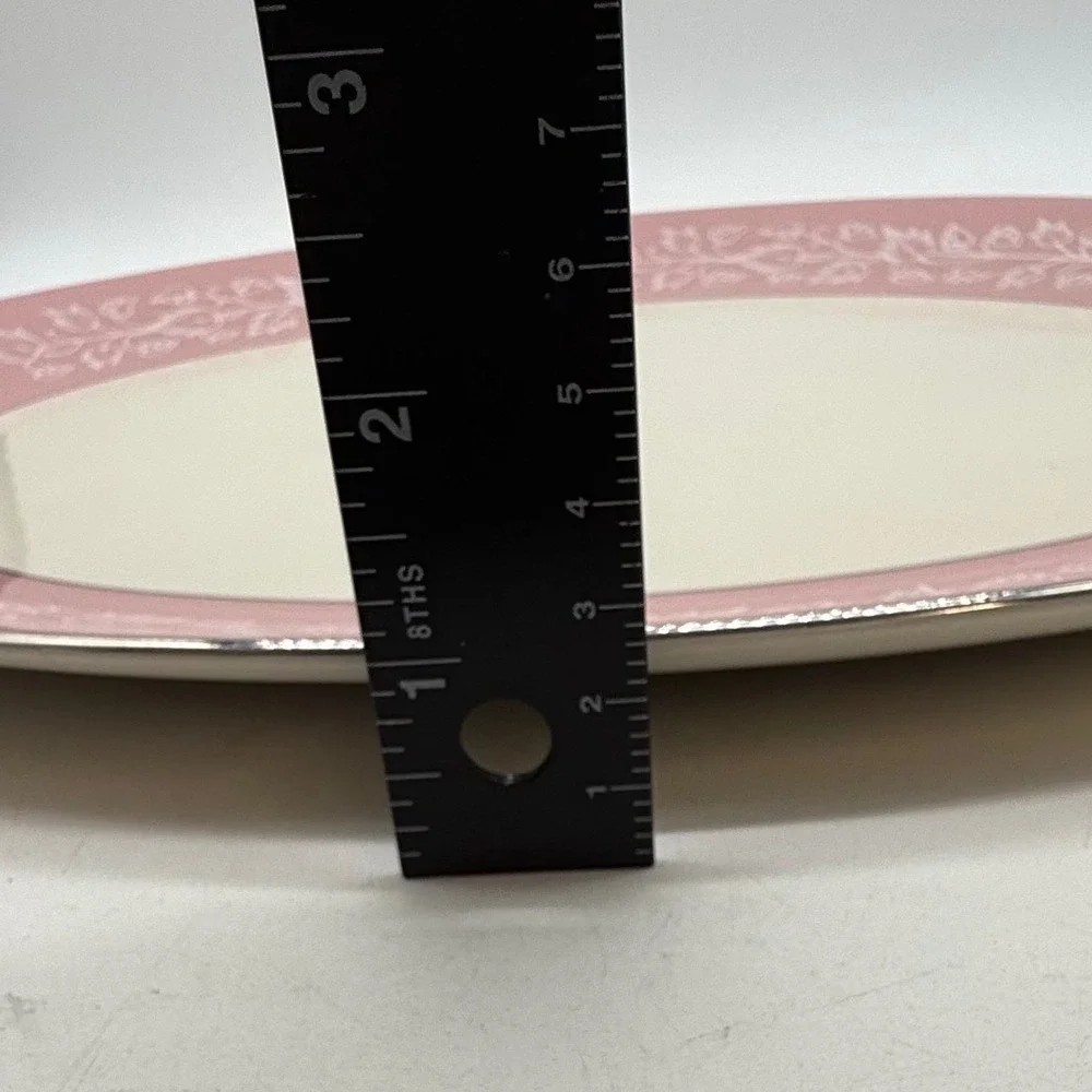Flintridge China Pink White Floral Vine Oval Serving Platter California MCM‎ Vtg